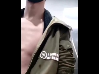asian teen jerking at the restroom